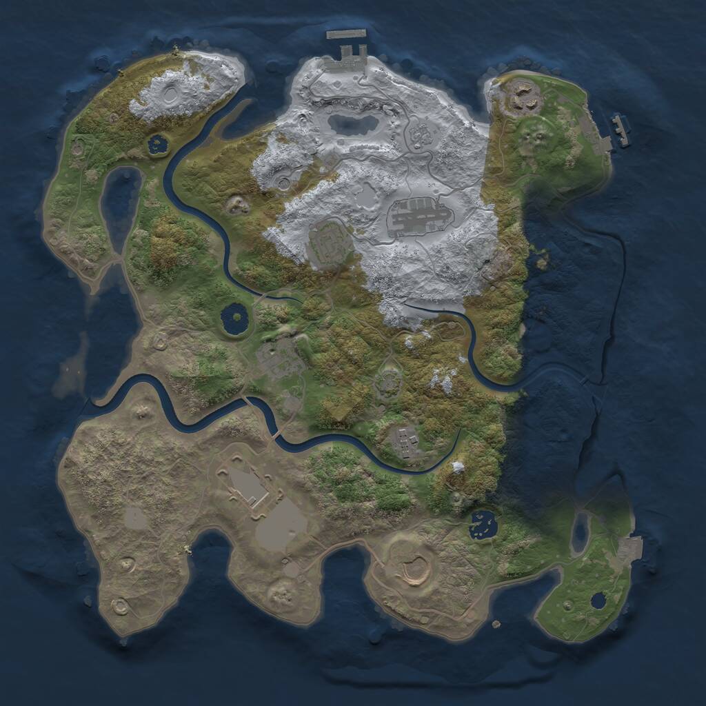 Rust Map: Procedural Map, Size: 3600, Seed: 15461, 14 Monuments