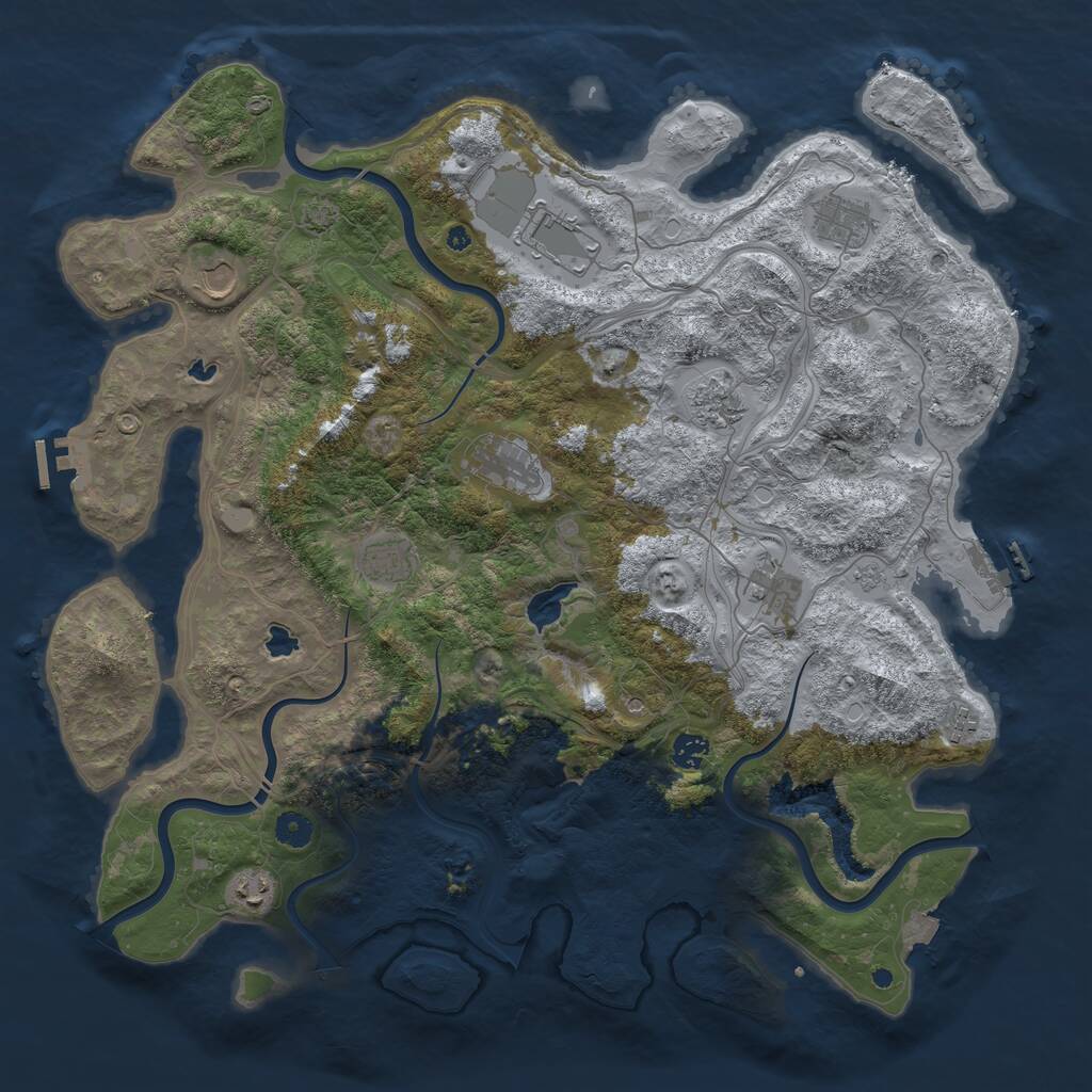 Rust Map: Procedural Map, Size: 4500, Seed: 456451, 16 Monuments