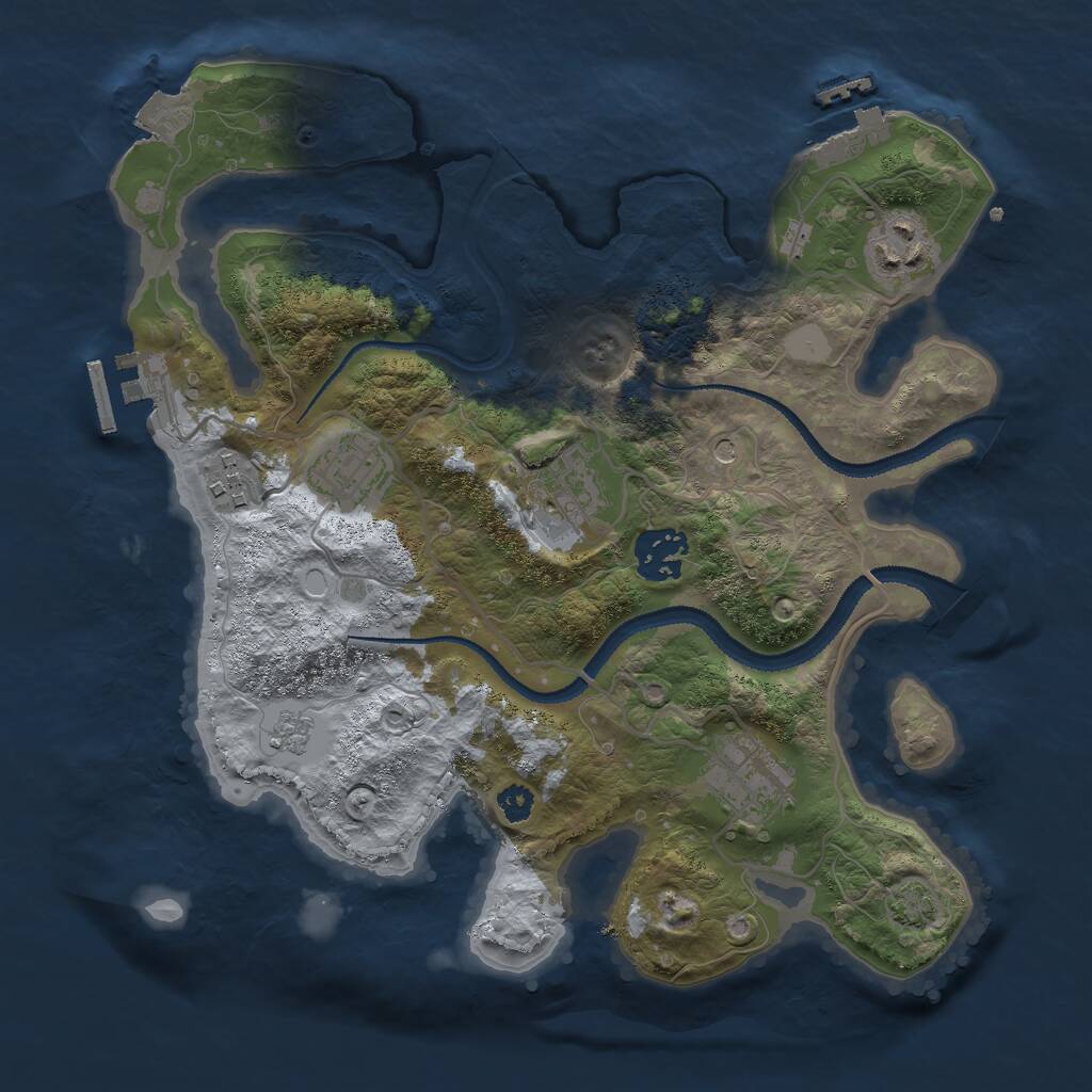 Rust Map: Procedural Map, Size: 3000, Seed: 2711, 12 Monuments