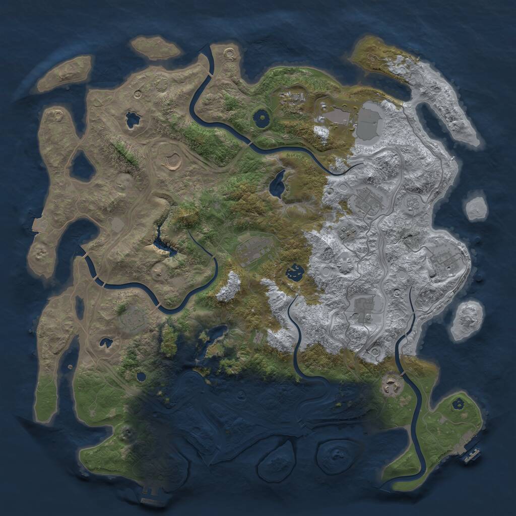 Rust Map: Procedural Map, Size: 4500, Seed: 1793280513, 17 Monuments