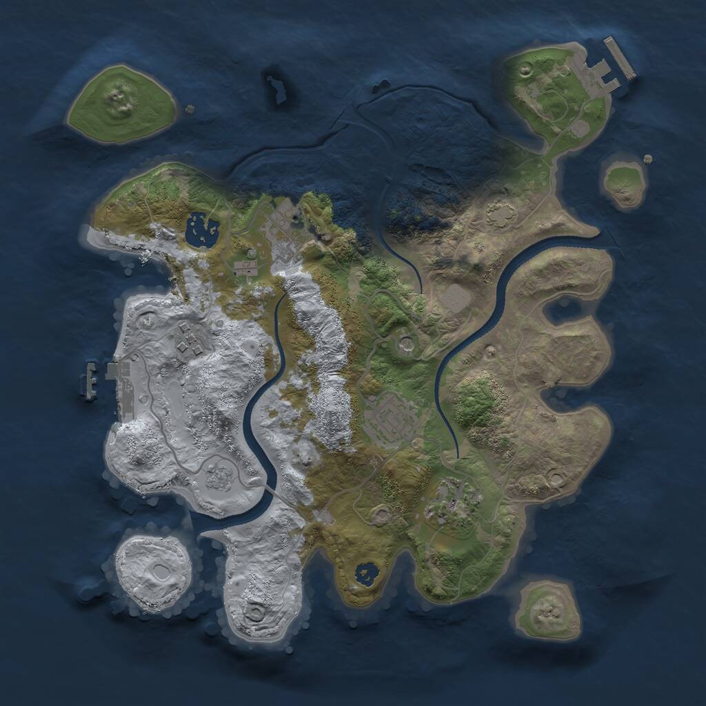 Rust Map: Procedural Map, Size: 3000, Seed: 2085413051, 11 Monuments