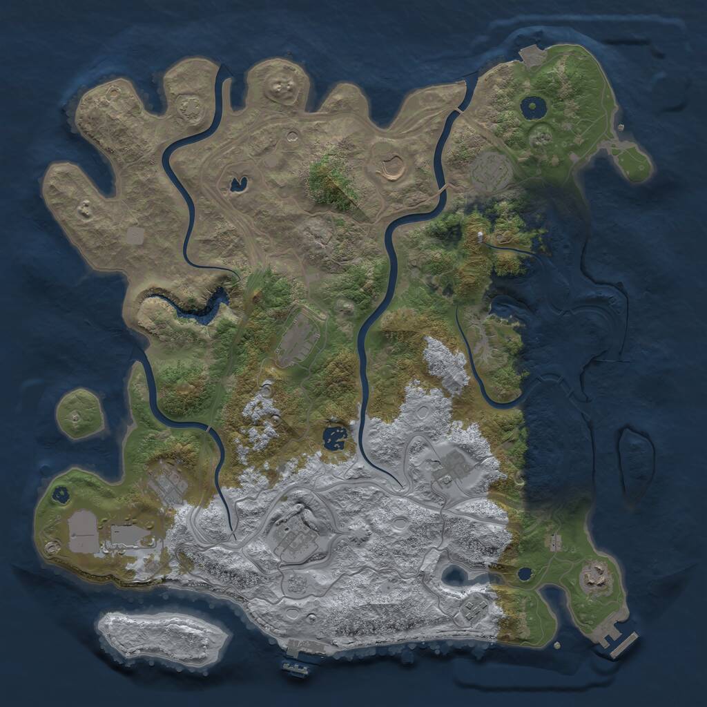 Rust Map: Procedural Map, Size: 4250, Seed: 1957182859, 16 Monuments