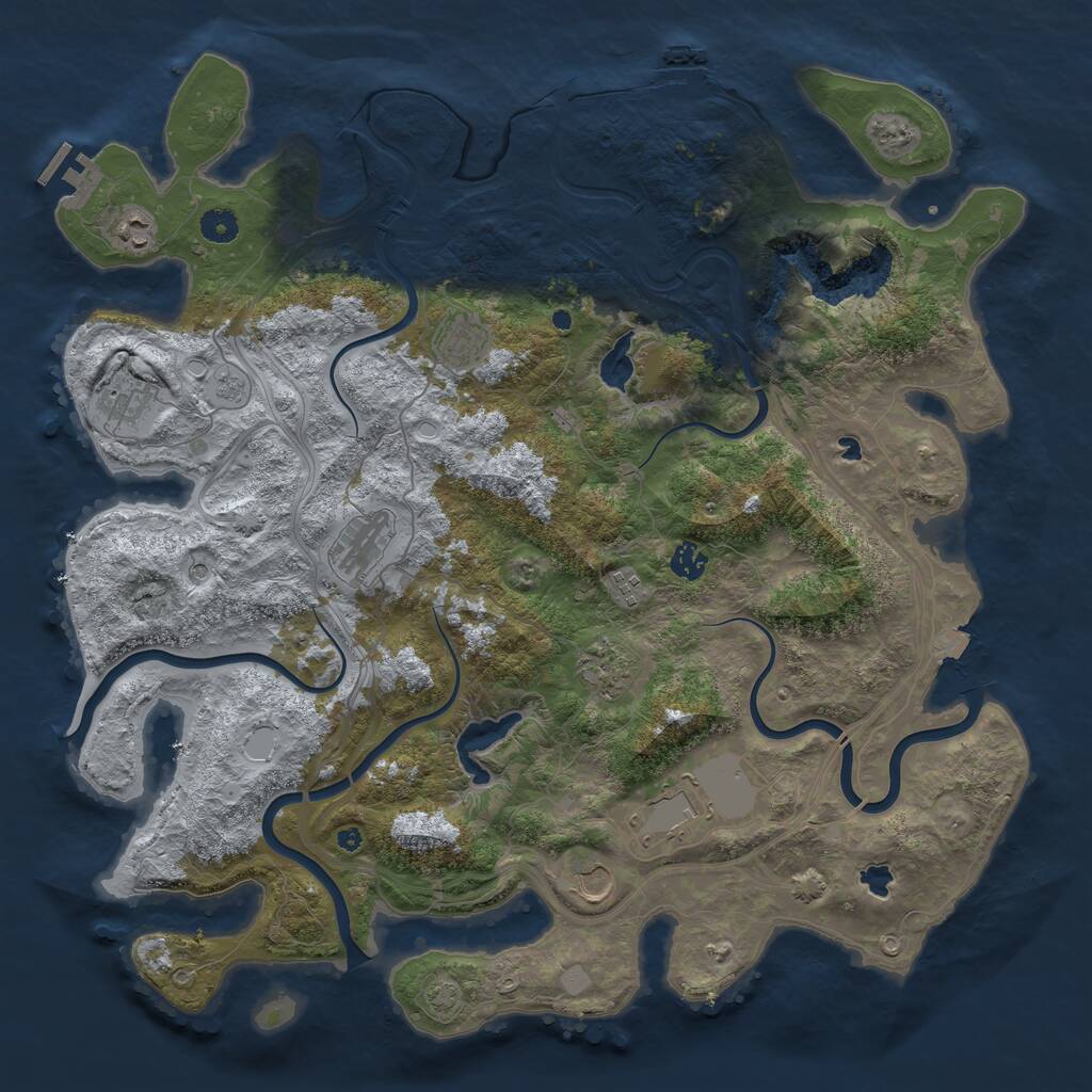 Rust Map: Procedural Map, Size: 4500, Seed: 1870590127, 15 Monuments