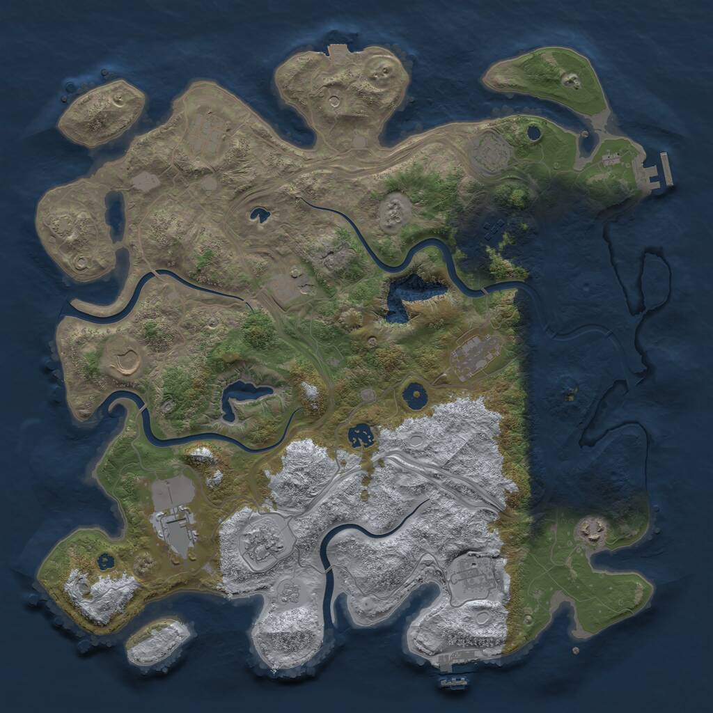 Rust Map: Procedural Map, Size: 4250, Seed: 741407, 17 Monuments
