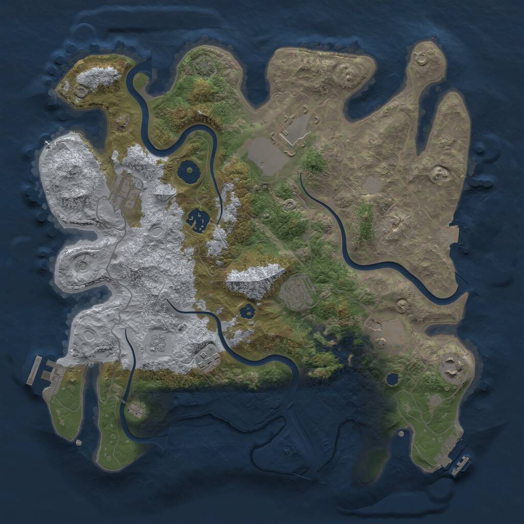 Rust Map: Procedural Map, Size: 3500, Seed: 2195306, 13 Monuments