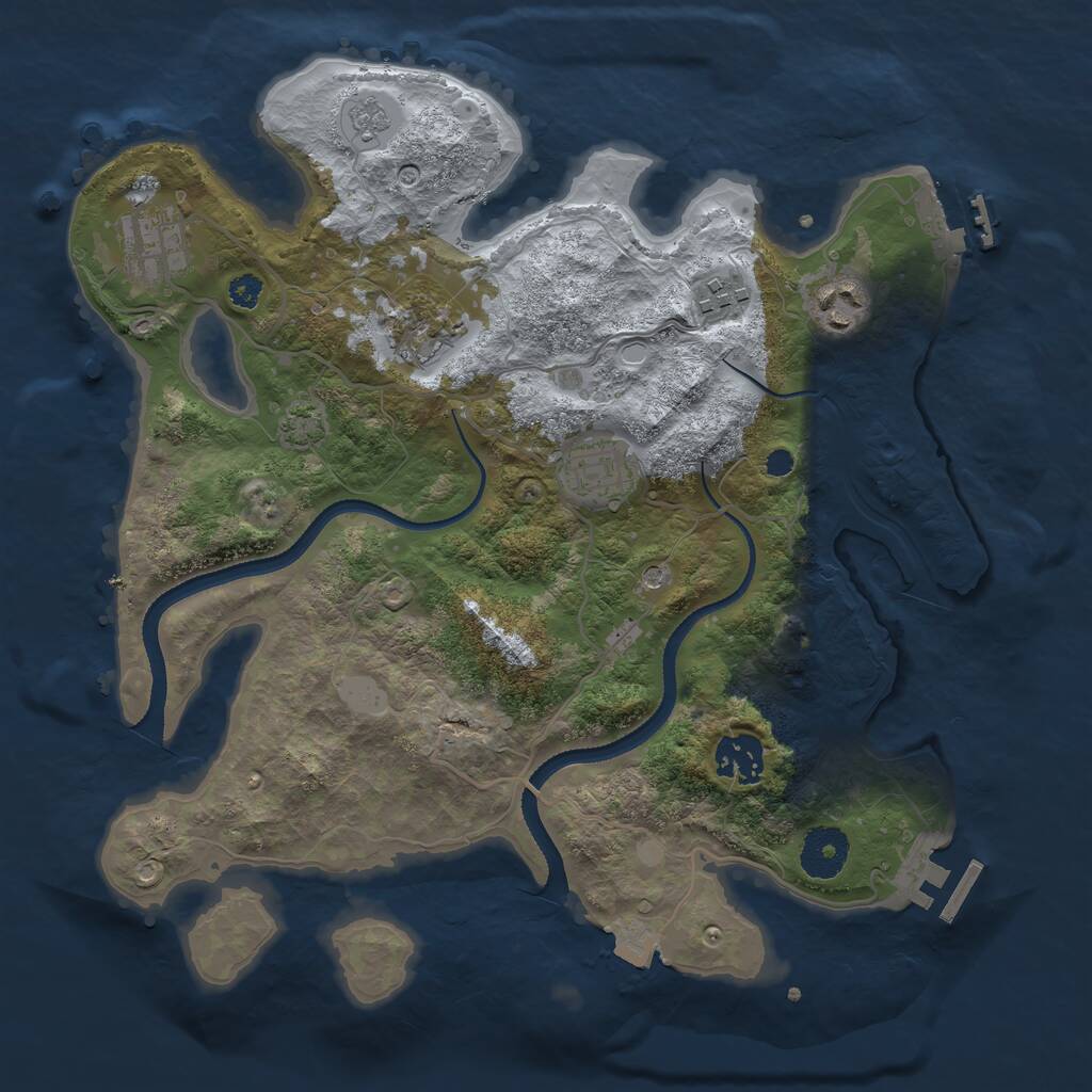 Rust Map: Procedural Map, Size: 3250, Seed: 1159650948, 12 Monuments