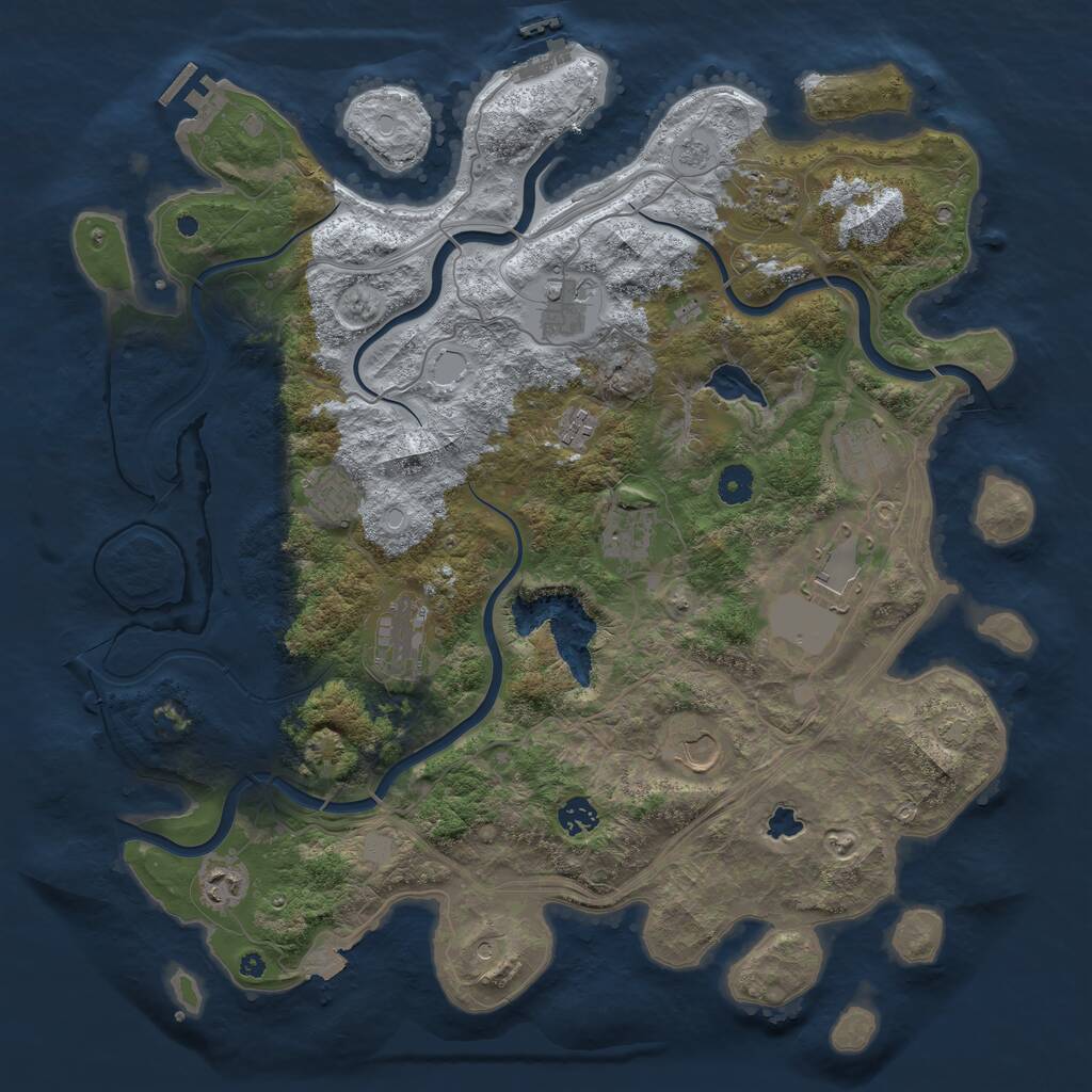 Rust Map: Procedural Map, Size: 4300, Seed: 738493861, 17 Monuments