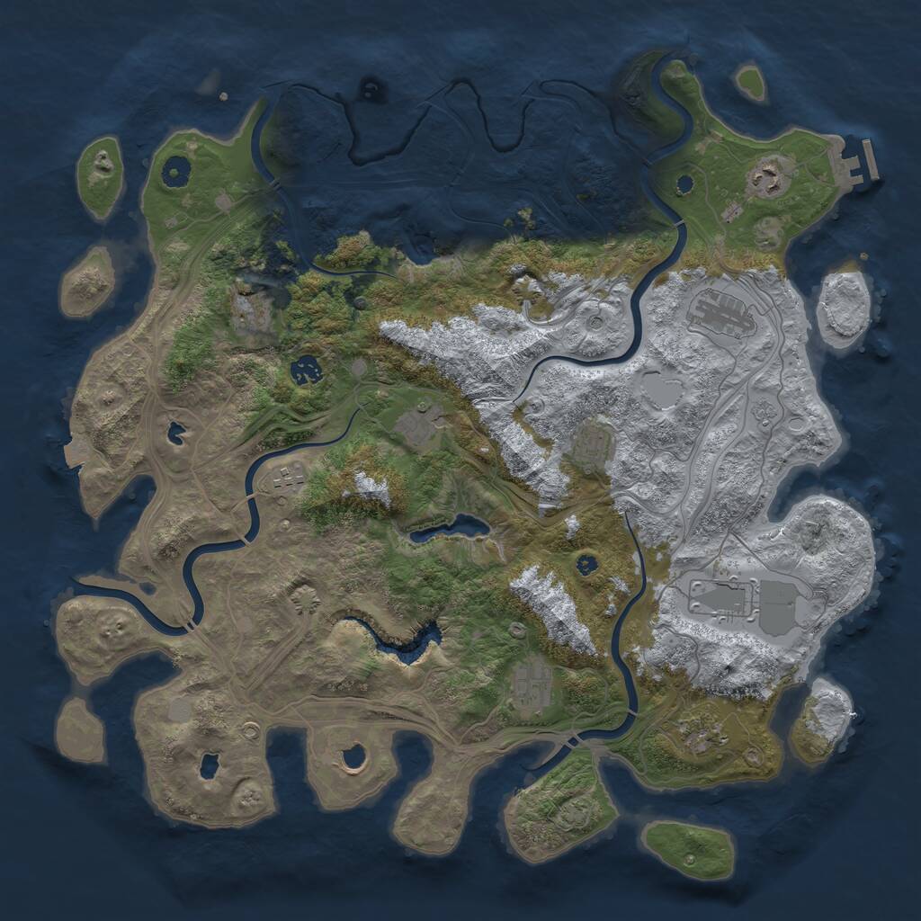 Rust Map: Procedural Map, Size: 4500, Seed: 1494665229, 16 Monuments