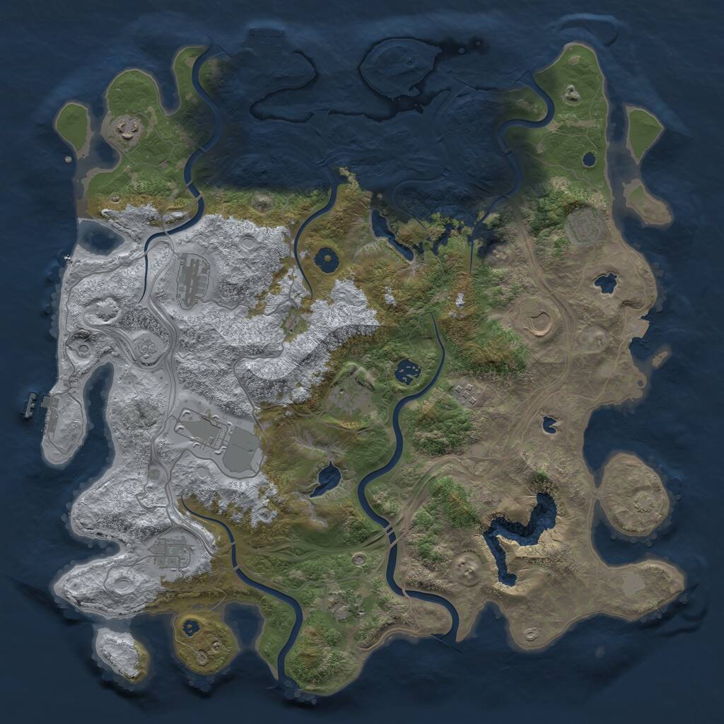 Rust Map: Procedural Map, Size: 4500, Seed: 92136, 16 Monuments