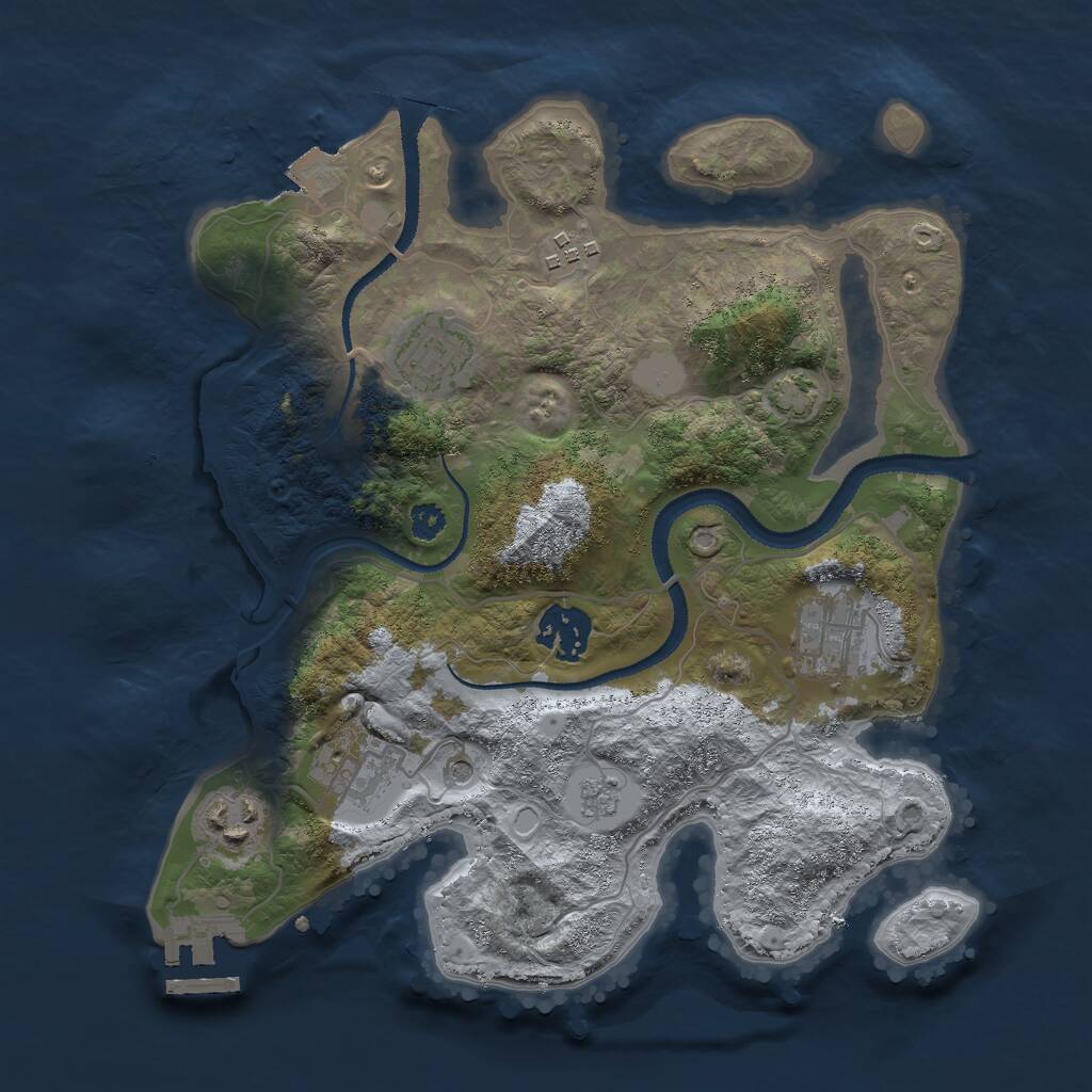 Rust Map: Procedural Map, Size: 3000, Seed: 77837, 11 Monuments
