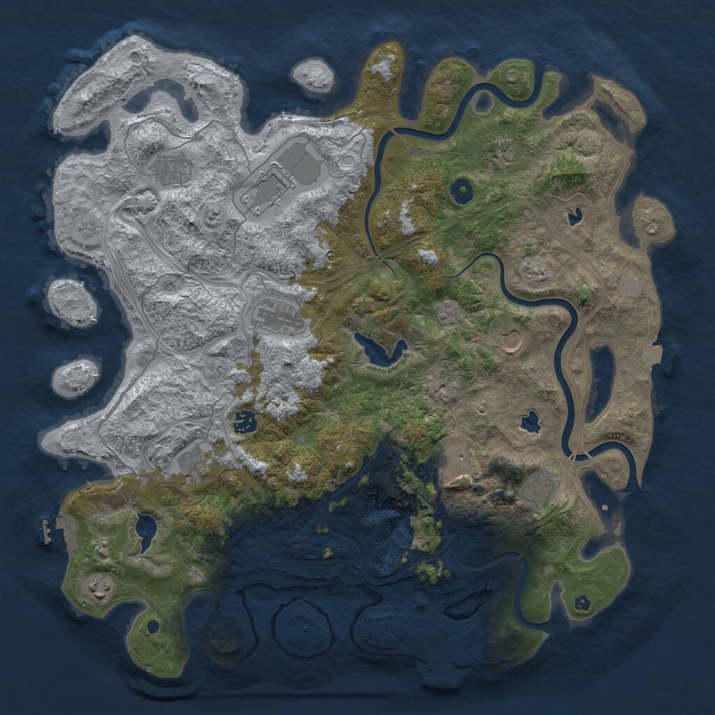 Rust Map: Procedural Map, Size: 4500, Seed: 1369903465, 17 Monuments