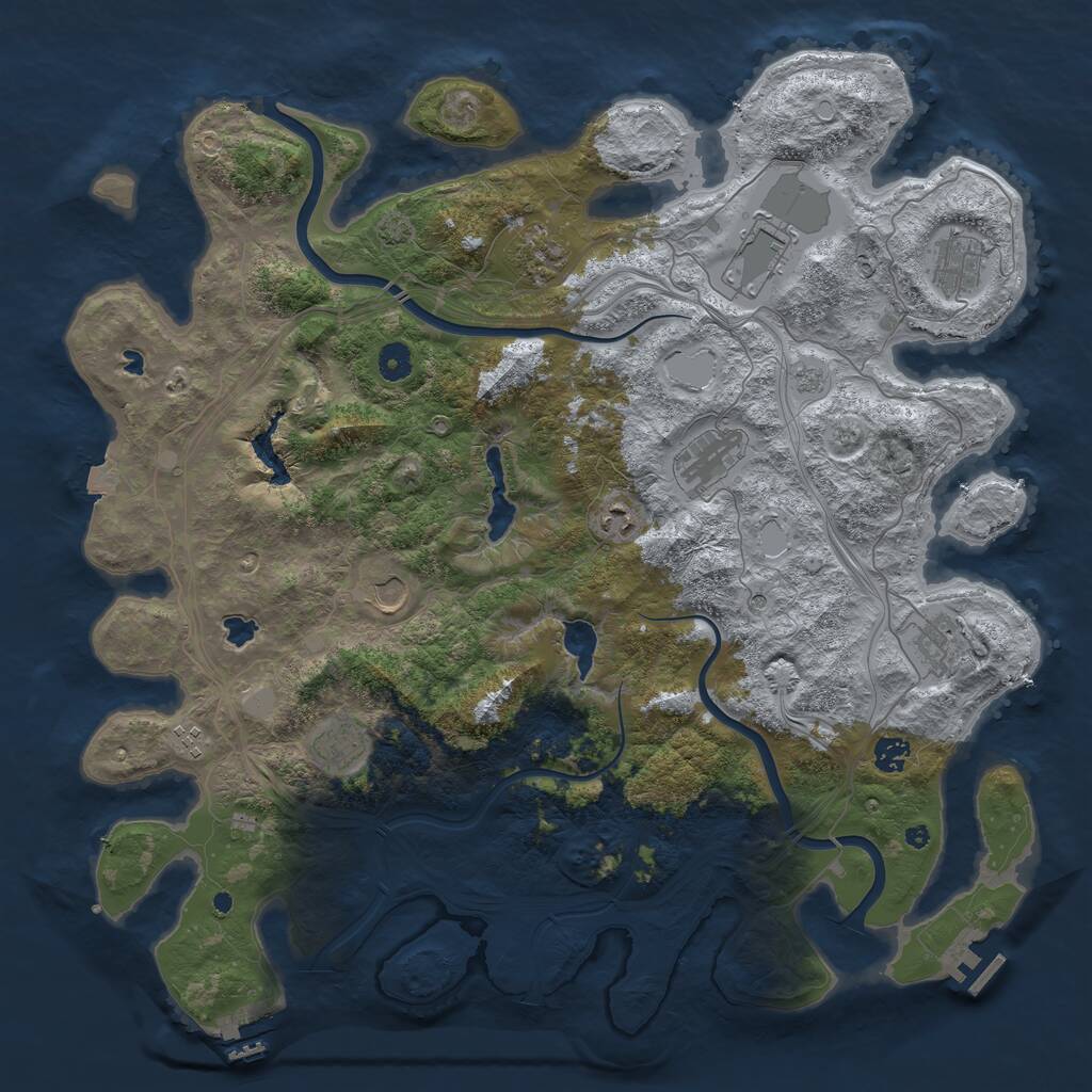 Rust Map: Procedural Map, Size: 4500, Seed: 1604, 16 Monuments