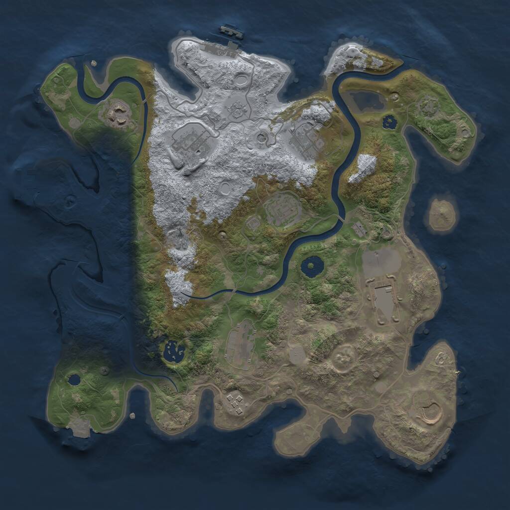 Rust Map: Procedural Map, Size: 3500, Seed: 1045031700, 15 Monuments