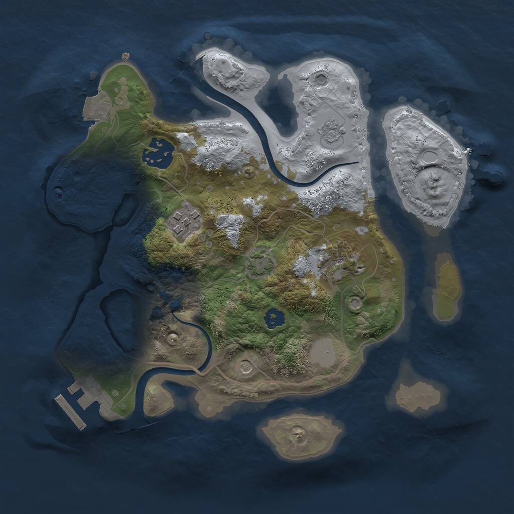 Rust Map: Procedural Map, Size: 2500, Seed: 358147819, 8 Monuments