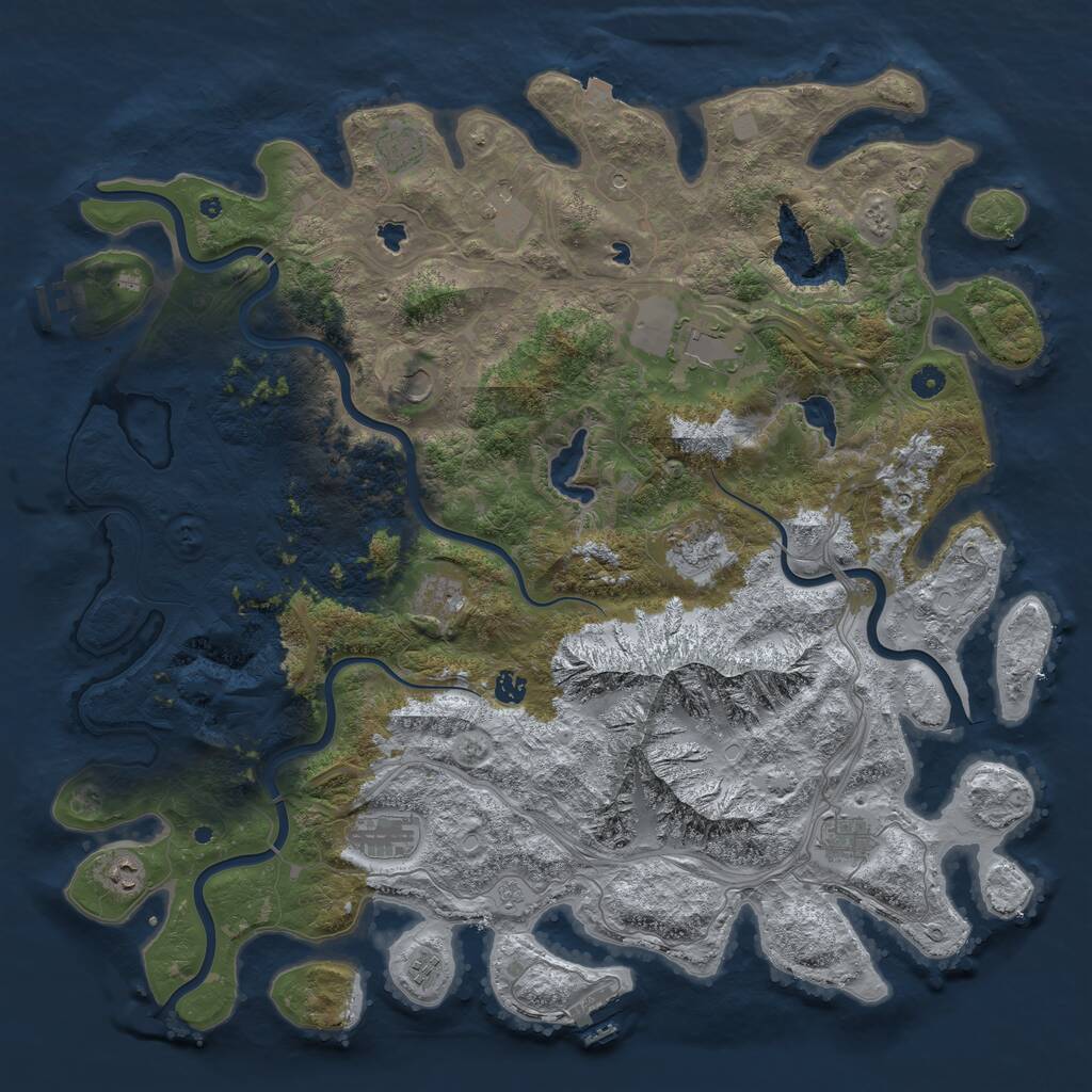 Rust Map: Procedural Map, Size: 5000, Seed: 968394230, 17 Monuments