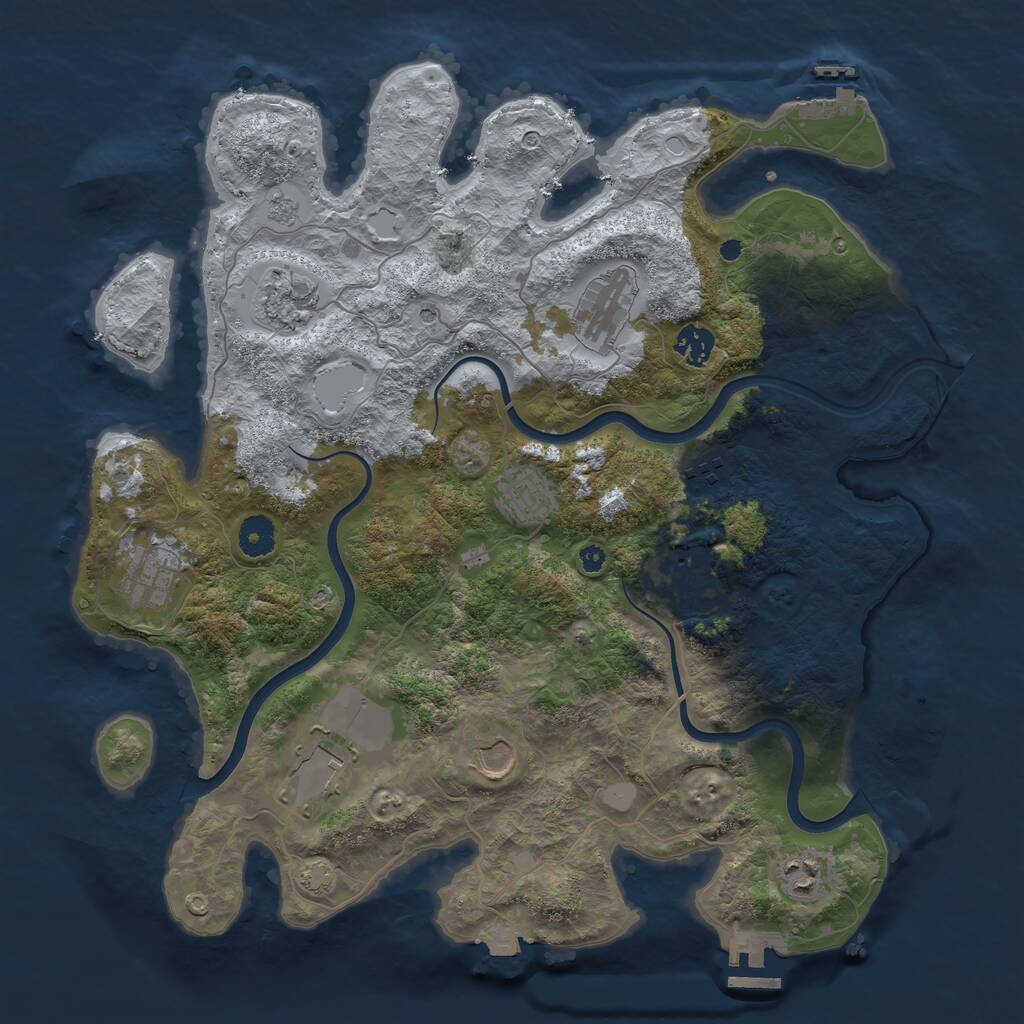 Rust Map: Procedural Map, Size: 3900, Seed: 18428, 16 Monuments