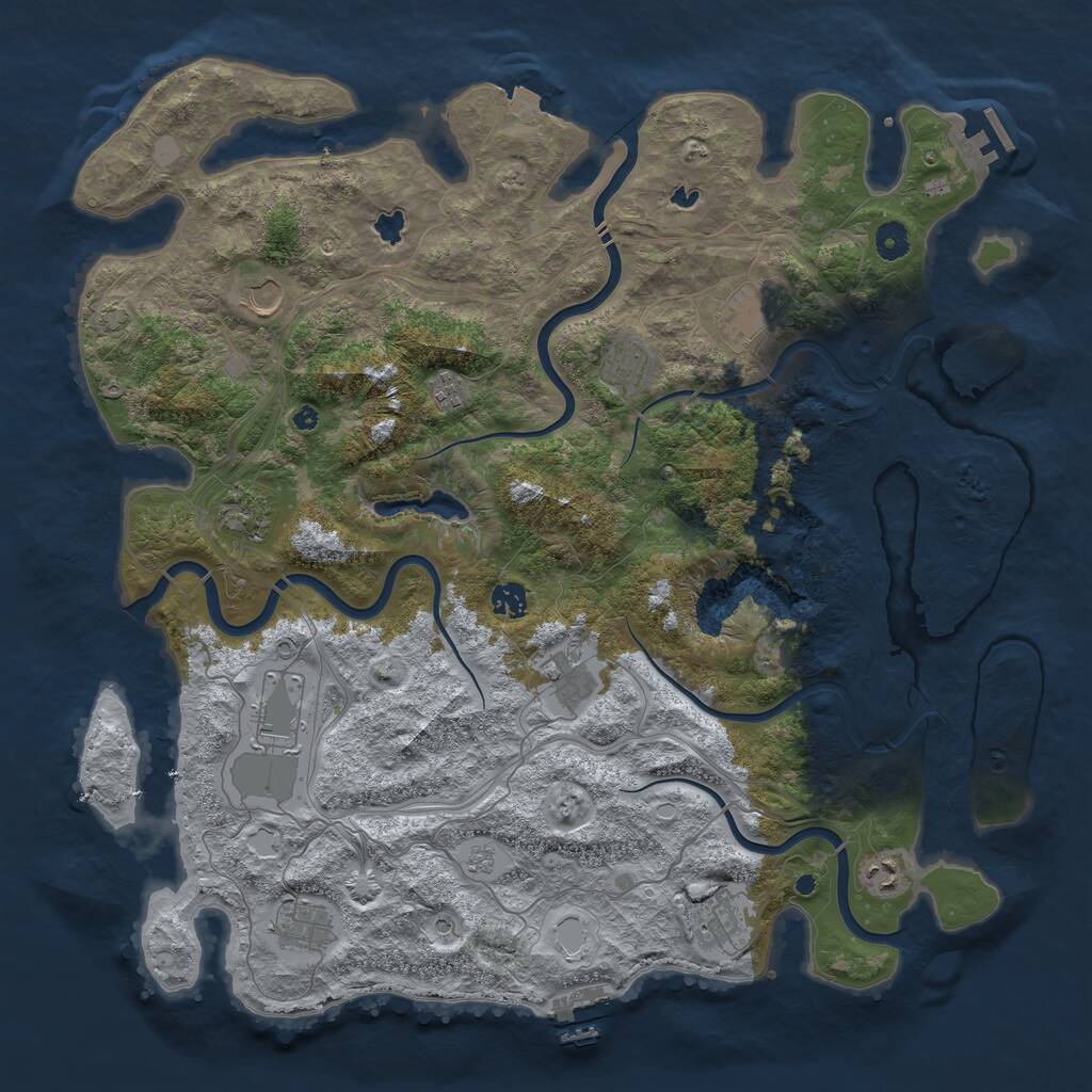 Rust Map: Procedural Map, Size: 4500, Seed: 1545817879, 17 Monuments