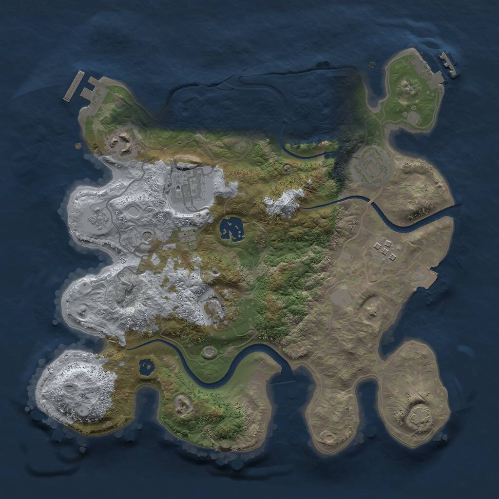 Rust Map: Procedural Map, Size: 3000, Seed: 1309945689, 12 Monuments