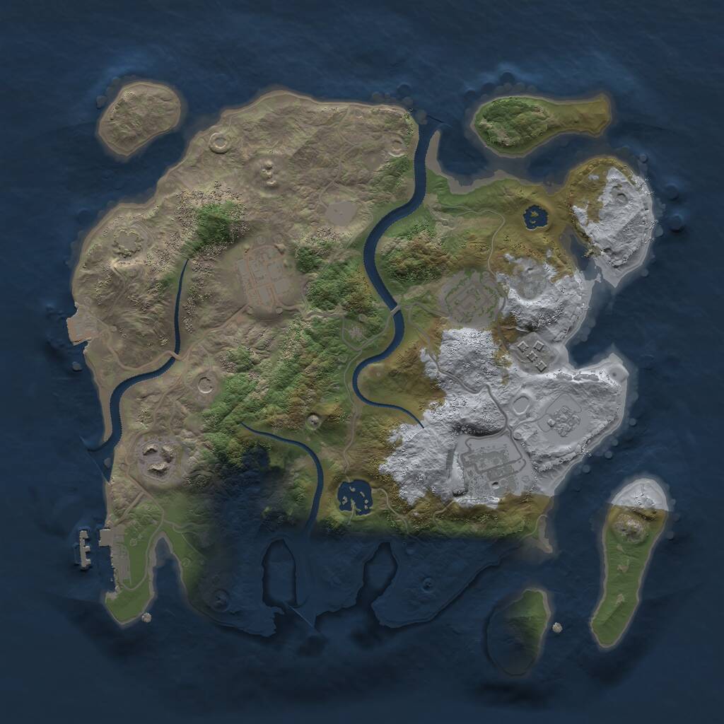 Rust Map: Procedural Map, Size: 3000, Seed: 30826, 11 Monuments
