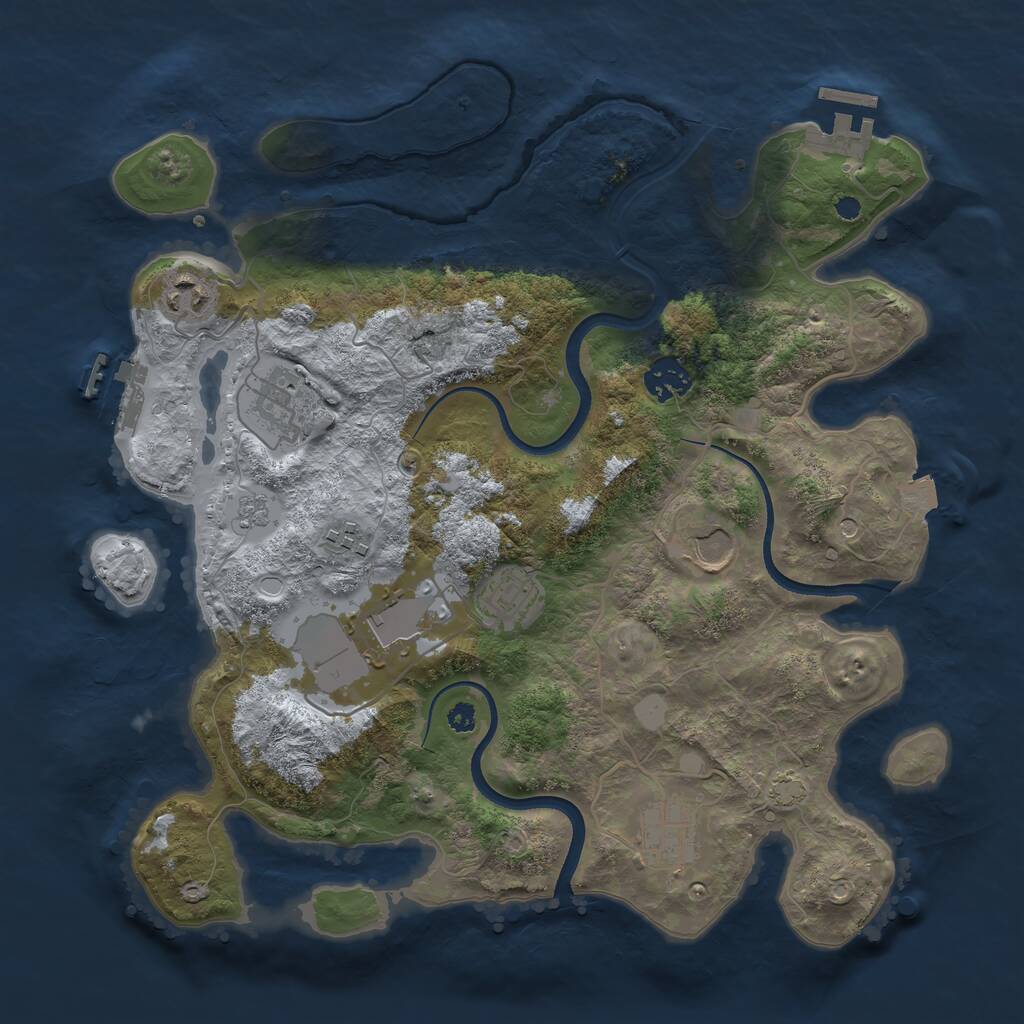 Rust Map: Procedural Map, Size: 3500, Seed: 1564811686, 14 Monuments