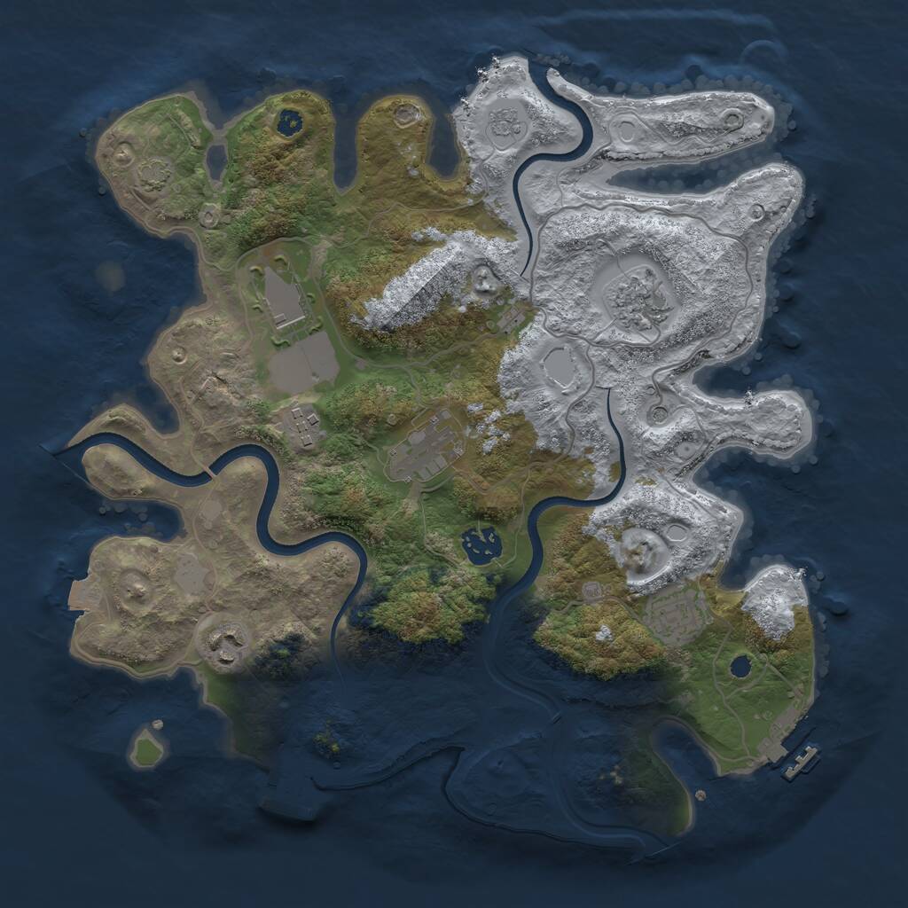 Rust Map: Procedural Map, Size: 3500, Seed: 332175020, 13 Monuments