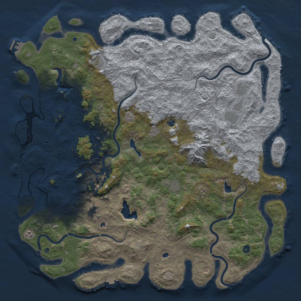 Rust Map: Procedural Map, Size: 6000, Seed: 1553315109, 17 Monuments