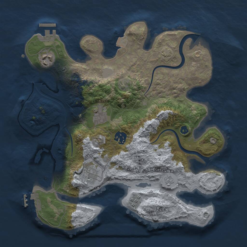Rust Map: Procedural Map, Size: 3000, Seed: 97891, 11 Monuments