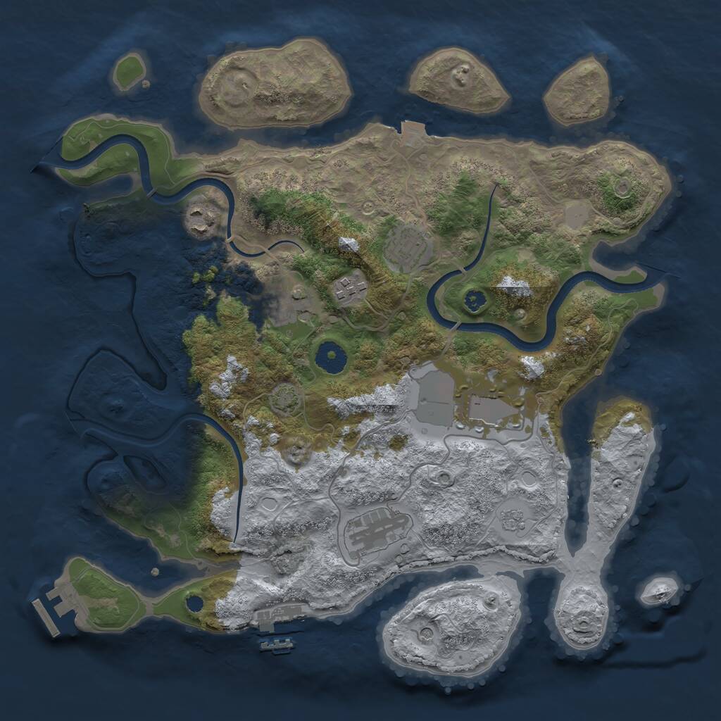 Rust Map: Procedural Map, Size: 3500, Seed: 39804375, 12 Monuments