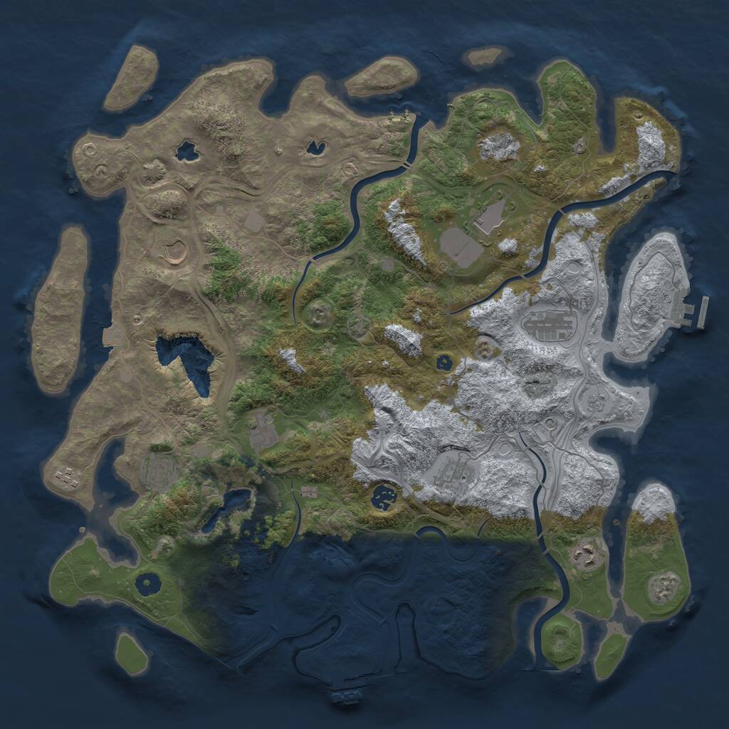 Rust Map: Procedural Map, Size: 4500, Seed: 8491938, 16 Monuments