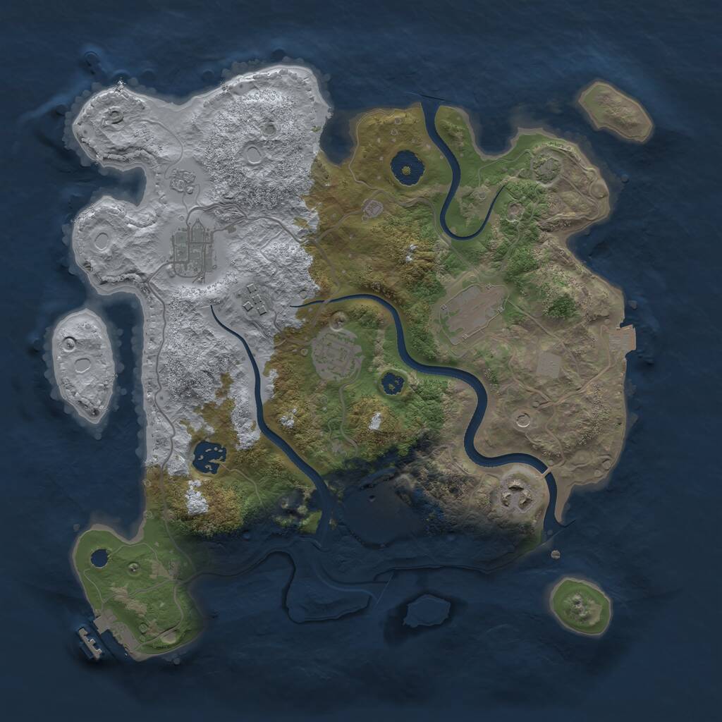 Rust Map: Procedural Map, Size: 3300, Seed: 272727, 12 Monuments