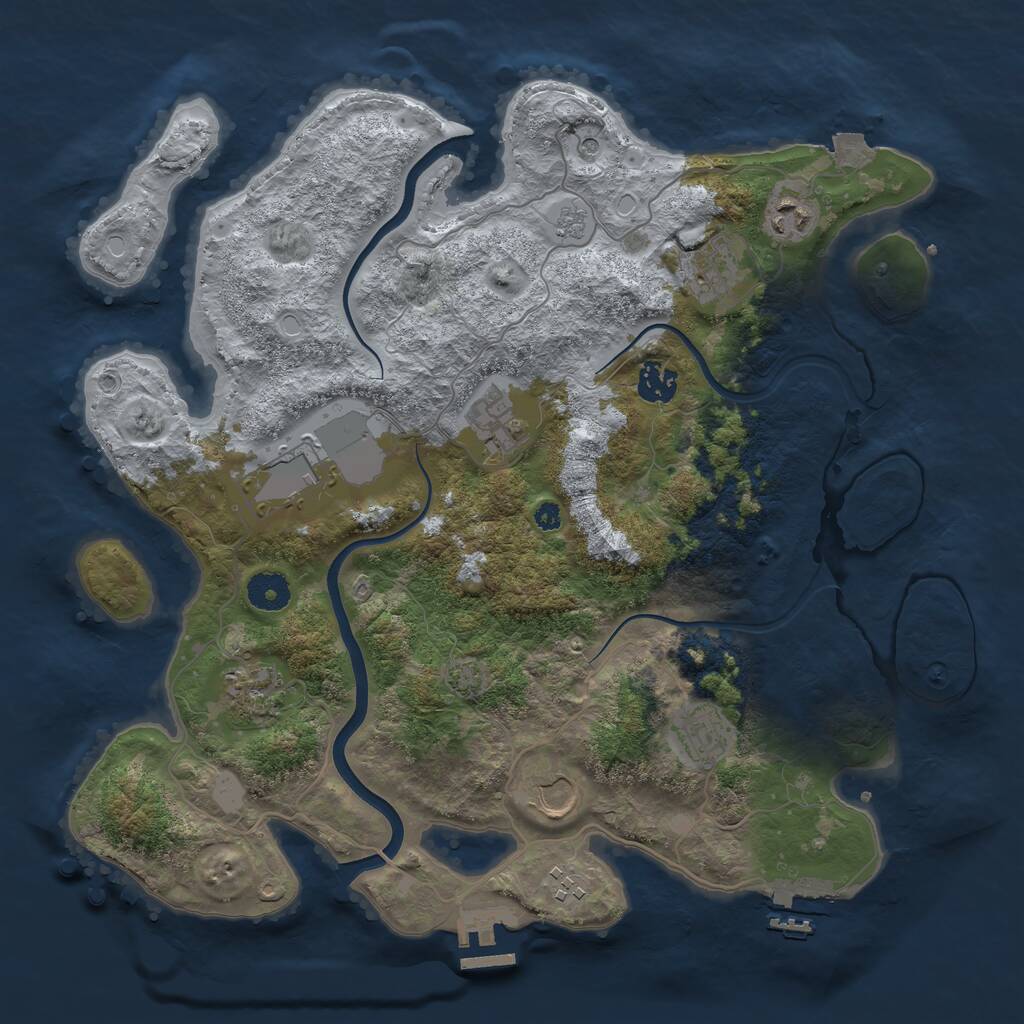 Rust Map: Procedural Map, Size: 3750, Seed: 850580, 15 Monuments