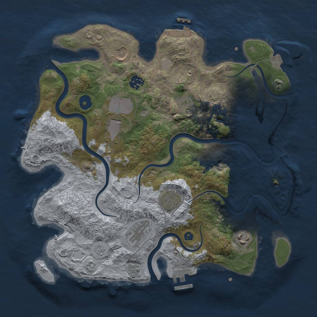 Rust Map: Procedural Map, Size: 3500, Seed: 6370157, 14 Monuments