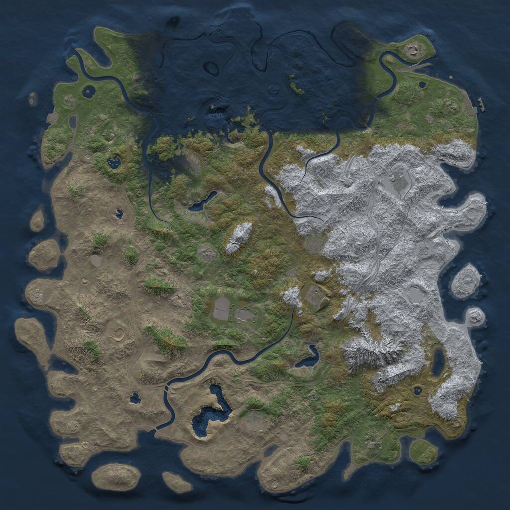 Rust Map: Procedural Map, Size: 6000, Seed: 6000052, 17 Monuments