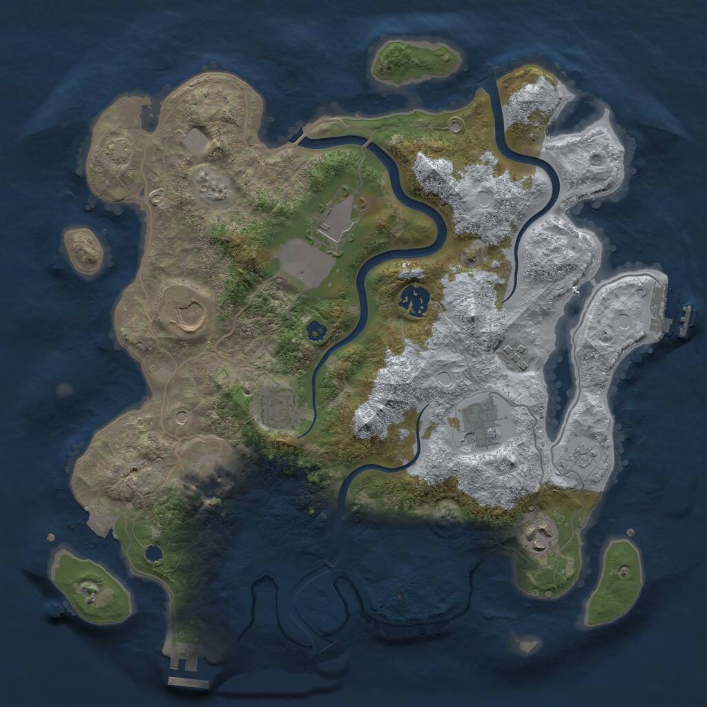 Rust Map: Procedural Map, Size: 3500, Seed: 45824, 14 Monuments