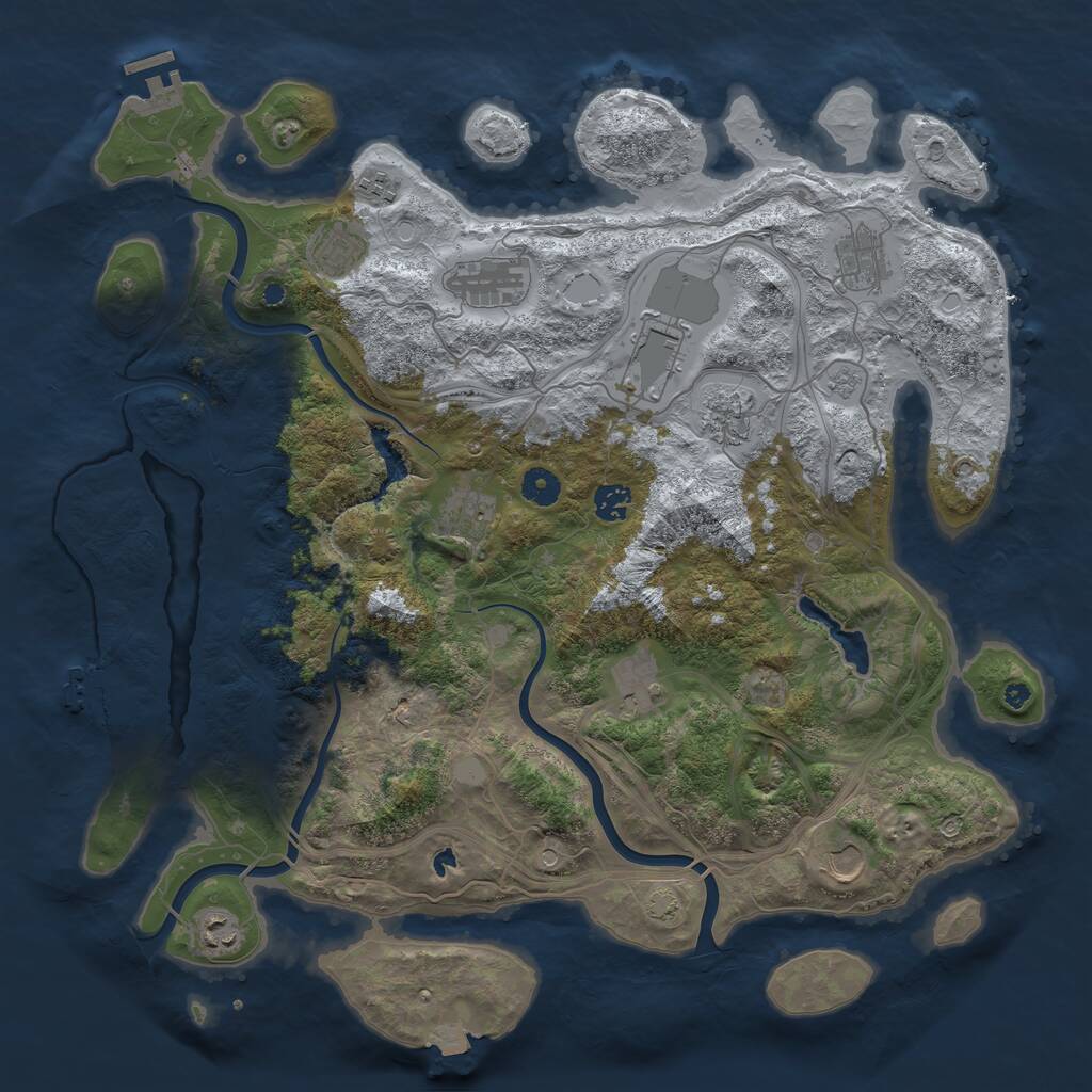 Rust Map: Procedural Map, Size: 4300, Seed: 489361851, 17 Monuments