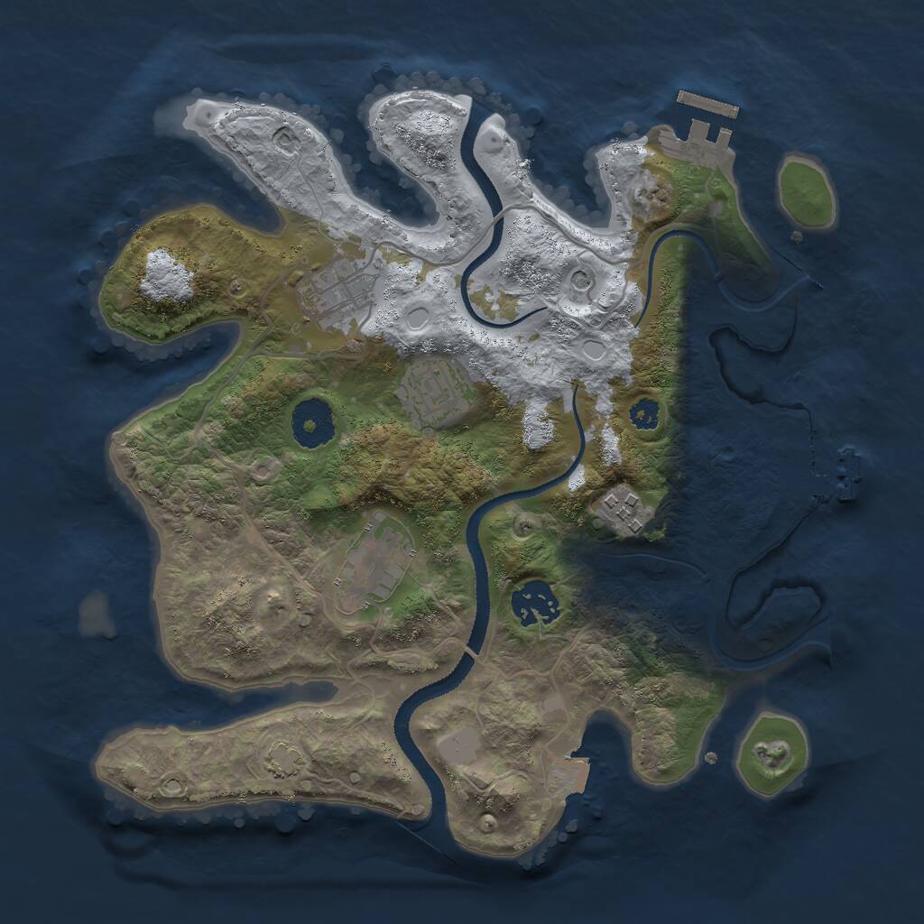 Rust Map: Procedural Map, Size: 3000, Seed: 37714, 10 Monuments