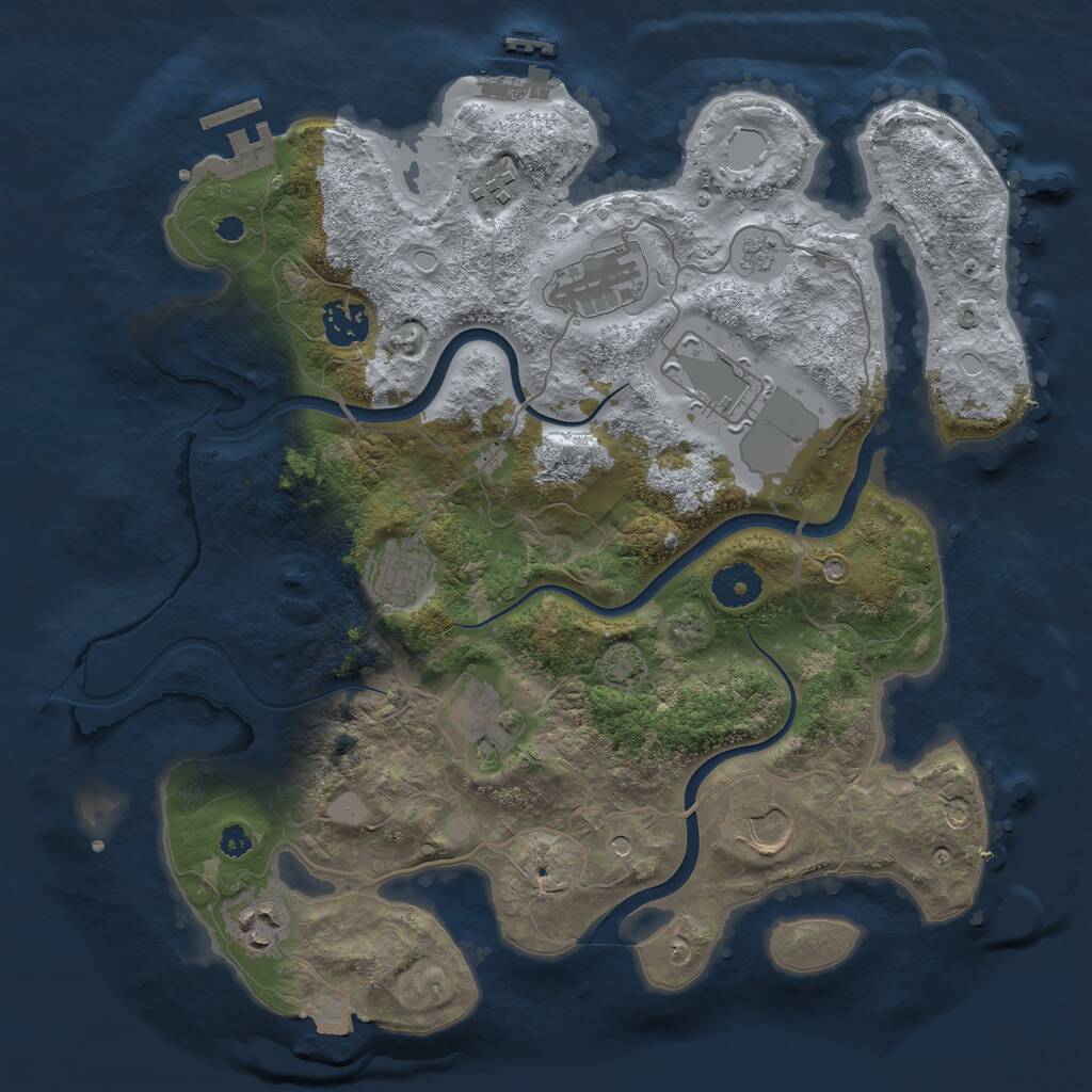 Rust Map: Procedural Map, Size: 3500, Seed: 1071862220, 14 Monuments