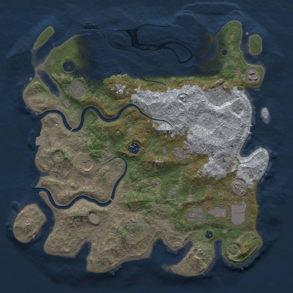 Rust Map: Procedural Map, Size: 3900, Seed: 105687372, 16 Monuments