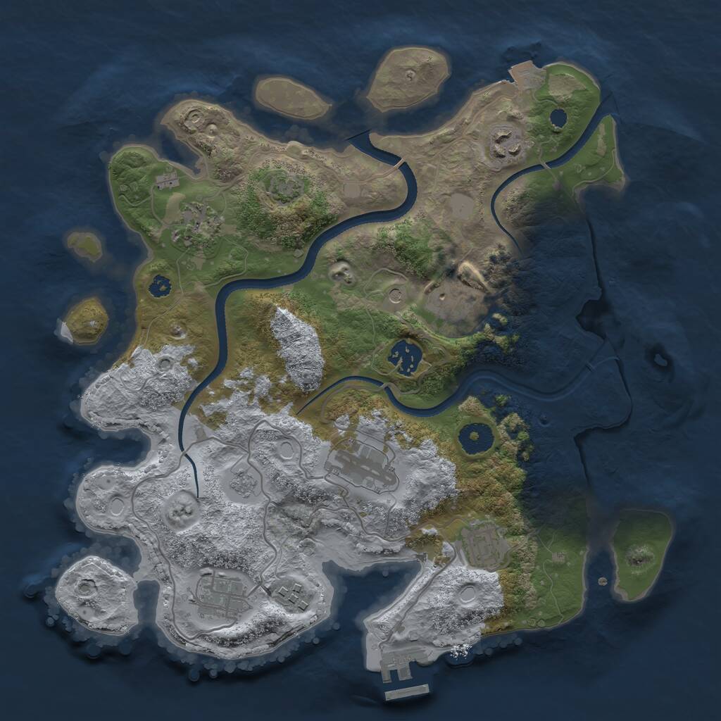 Rust Map: Procedural Map, Size: 3300, Seed: 673204875, 13 Monuments