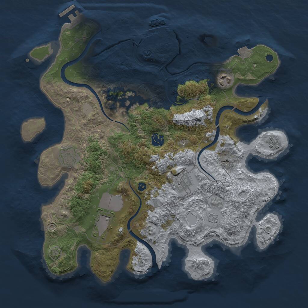 Rust Map: Procedural Map, Size: 3500, Seed: 53642, 13 Monuments
