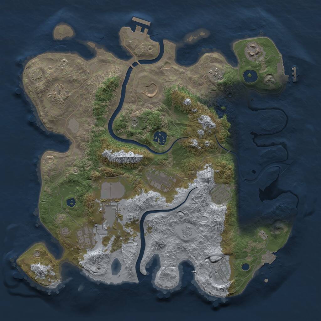 Rust Map: Procedural Map, Size: 3500, Seed: 43256, 16 Monuments