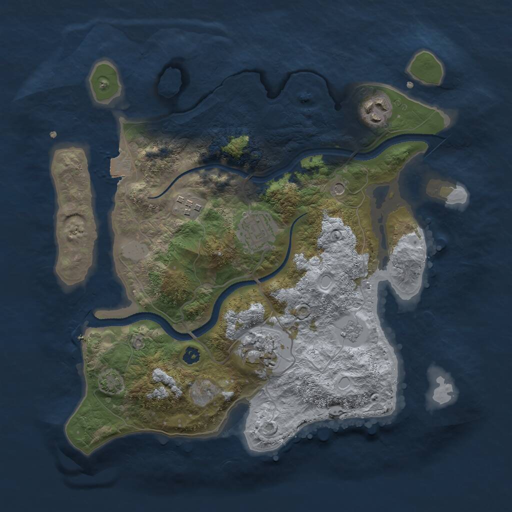 Rust Map: Procedural Map, Size: 3000, Seed: 93186, 8 Monuments