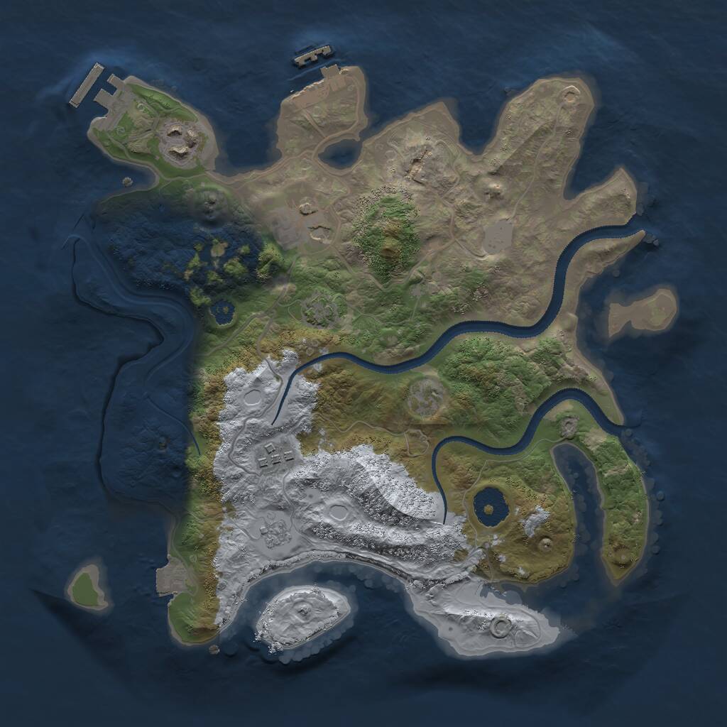 Rust Map: Procedural Map, Size: 3000, Seed: 956341, 8 Monuments