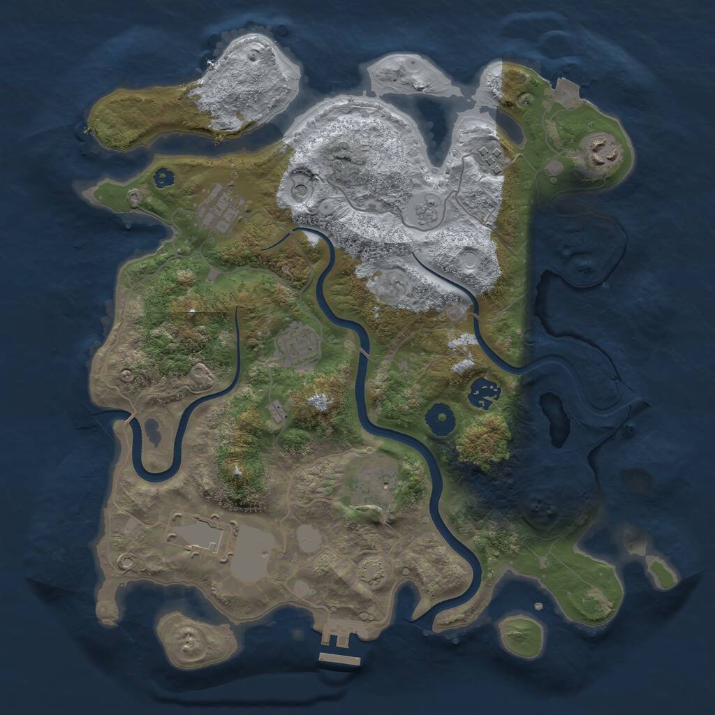 Rust Map: Procedural Map, Size: 3500, Seed: 664382915, 12 Monuments