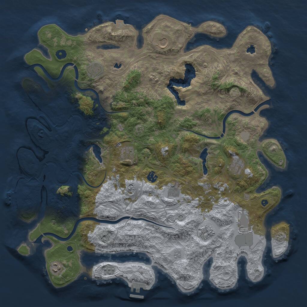 Rust Map: Procedural Map, Size: 4500, Seed: 24681357, 16 Monuments