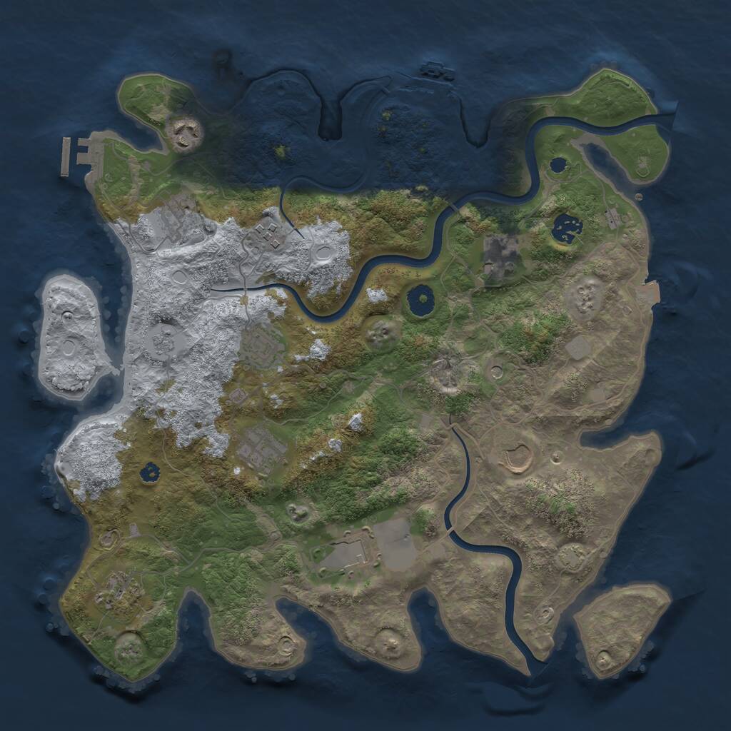 Rust Map: Procedural Map, Size: 3750, Seed: 526150272, 16 Monuments