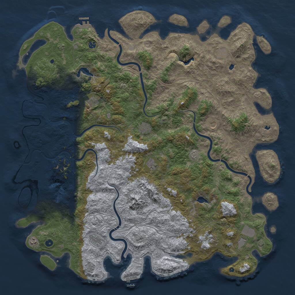 Rust Map: Procedural Map, Size: 6000, Seed: 557008511, 17 Monuments