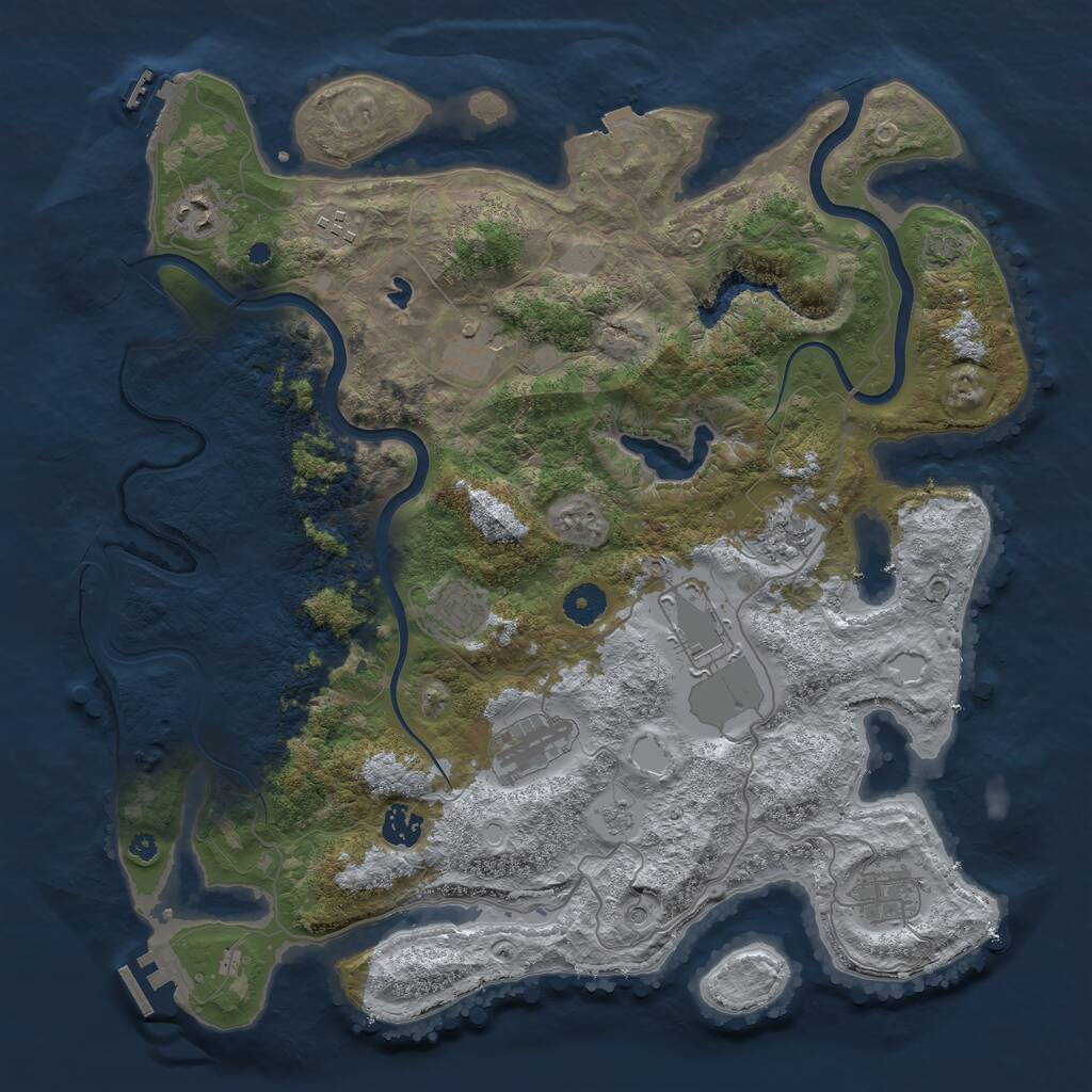 Rust Map: Procedural Map, Size: 4000, Seed: 54254327, 15 Monuments