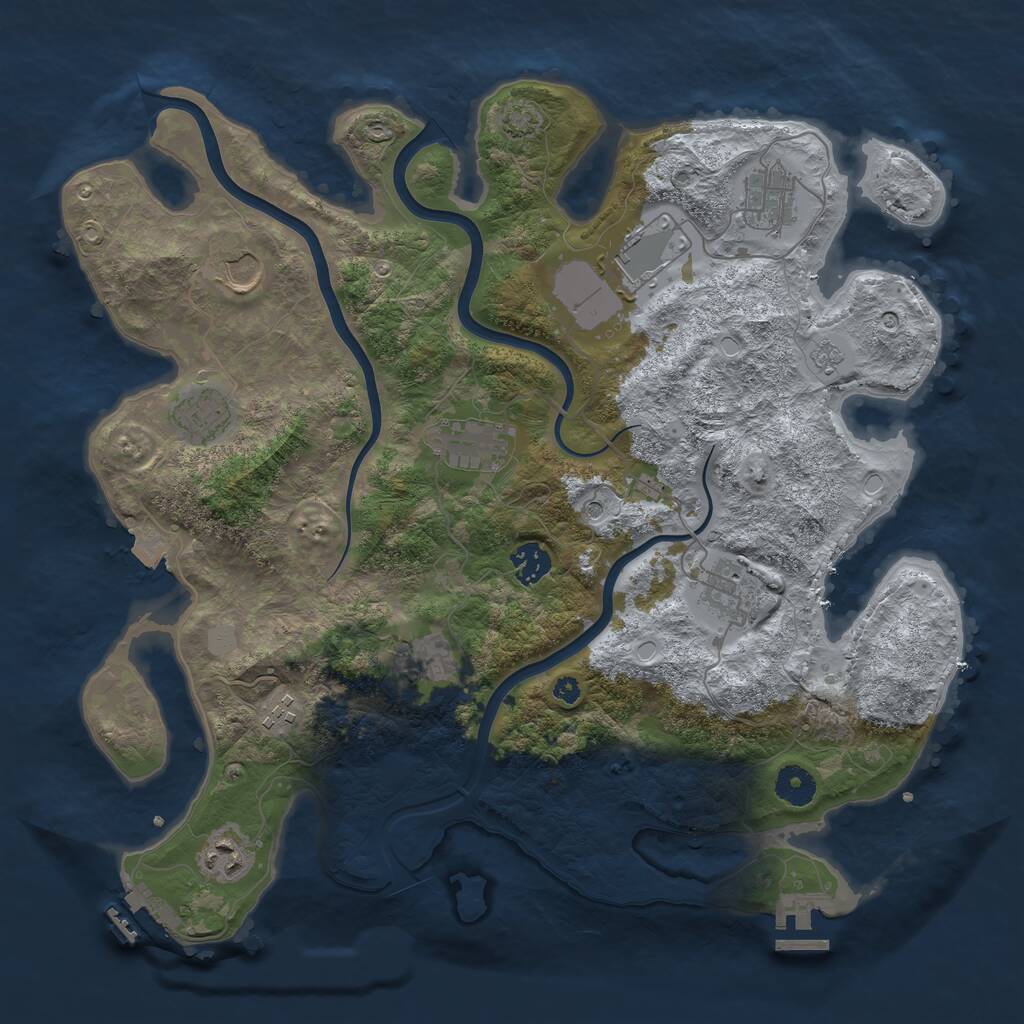 Rust Map: Procedural Map, Size: 3850, Seed: 412885301, 16 Monuments