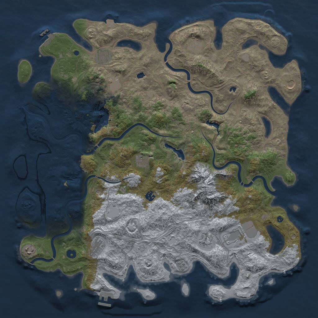 Rust Map: Procedural Map, Size: 5000, Seed: 1084006780, 17 Monuments